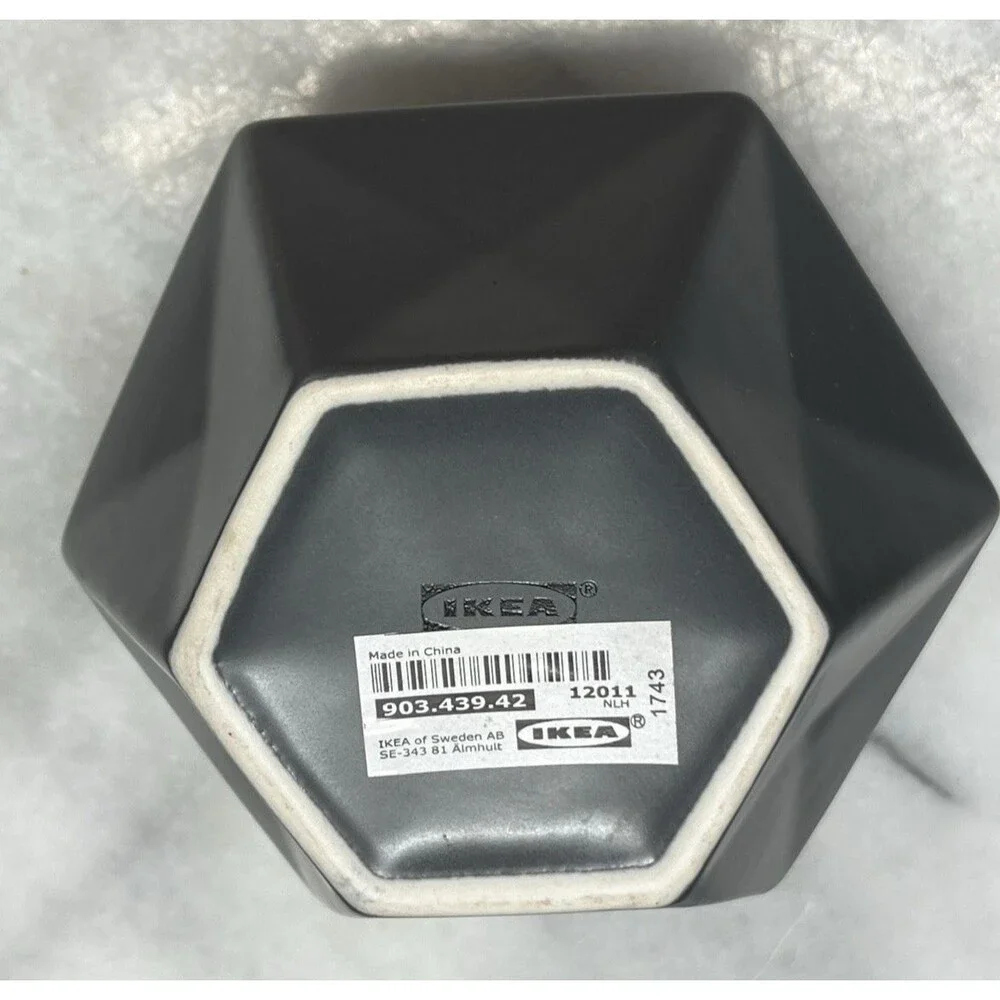 IKEA Almhult Livslang Gray Charcoal Faceted Hexagon Vase 3